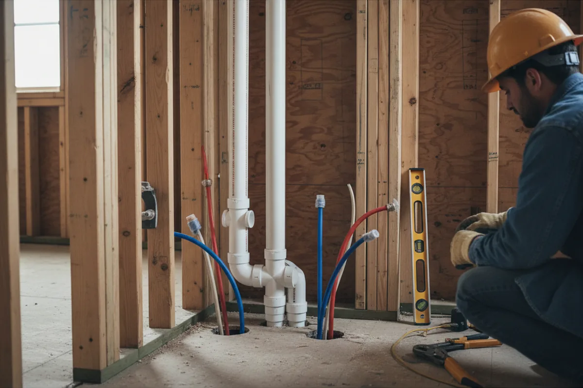 Drain and supply rough-in during Drain Cleaning in McLeansville